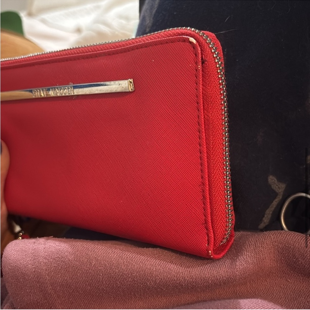 Red Leather Wristlet Wallet - Picture 7 of 9